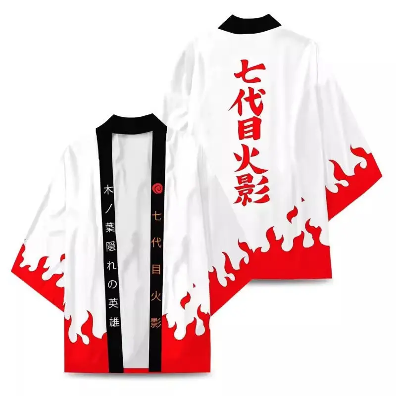 Naruto Anime Siebter Konoha Hokage Kurama Uchiha Sharingan Symbol Kimono Umhang Cosplay Kostüme Haori Strickjacke Jacke Pyjamas