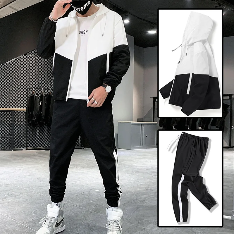 Men's 2024 Spring and Autumn New Casual Set Youth Korean Edition Sports Two Piece Set Large Size Sports Set Trendy
