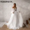 RODDRSYA Lace Sweetheart Wedding Gowns Long Puff Sleeves A-Line Tulle Bride Dress vestido de noiva civil Sweep Train Customized 1