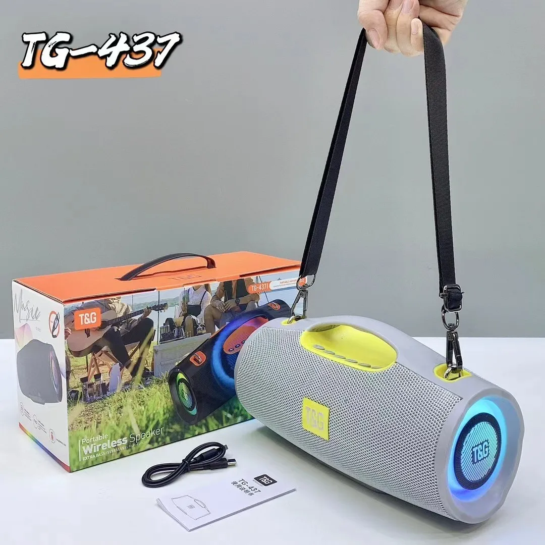 New TG437 20W portable wireless Bluetooth speaker with heavy bass and stereo subwoofer player with LED dazzling lights TF/FM/MP3 2