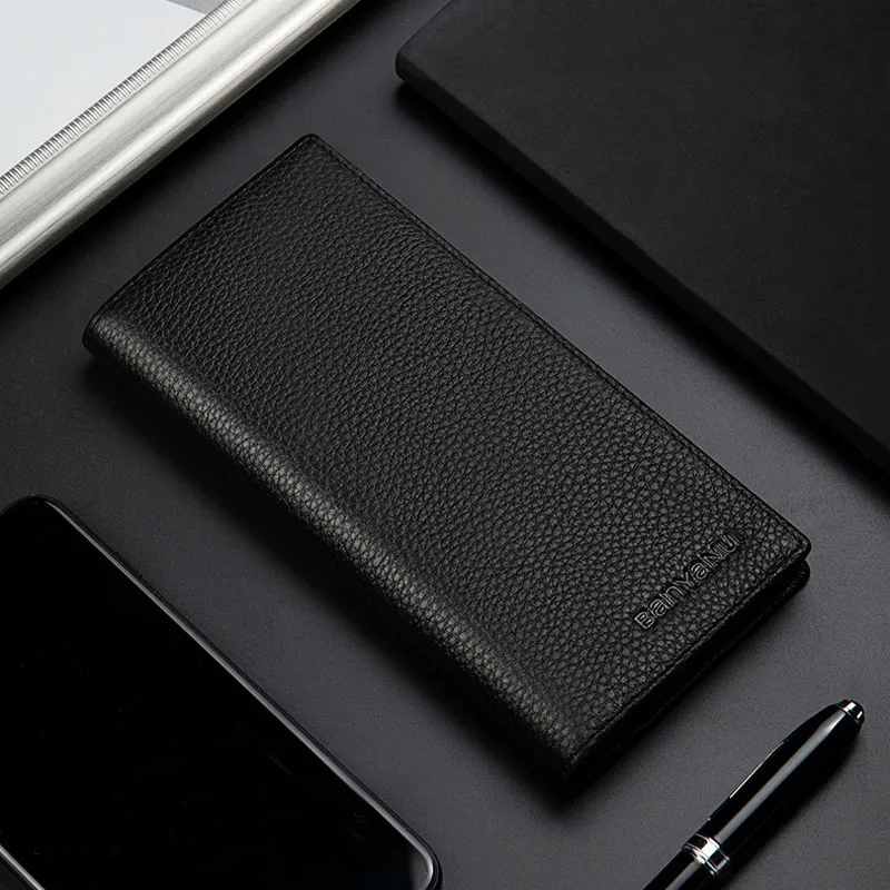 Wallet men's long new leather high-quality business casual brand ultra-thin soft cow belt zipper wallet coin clip