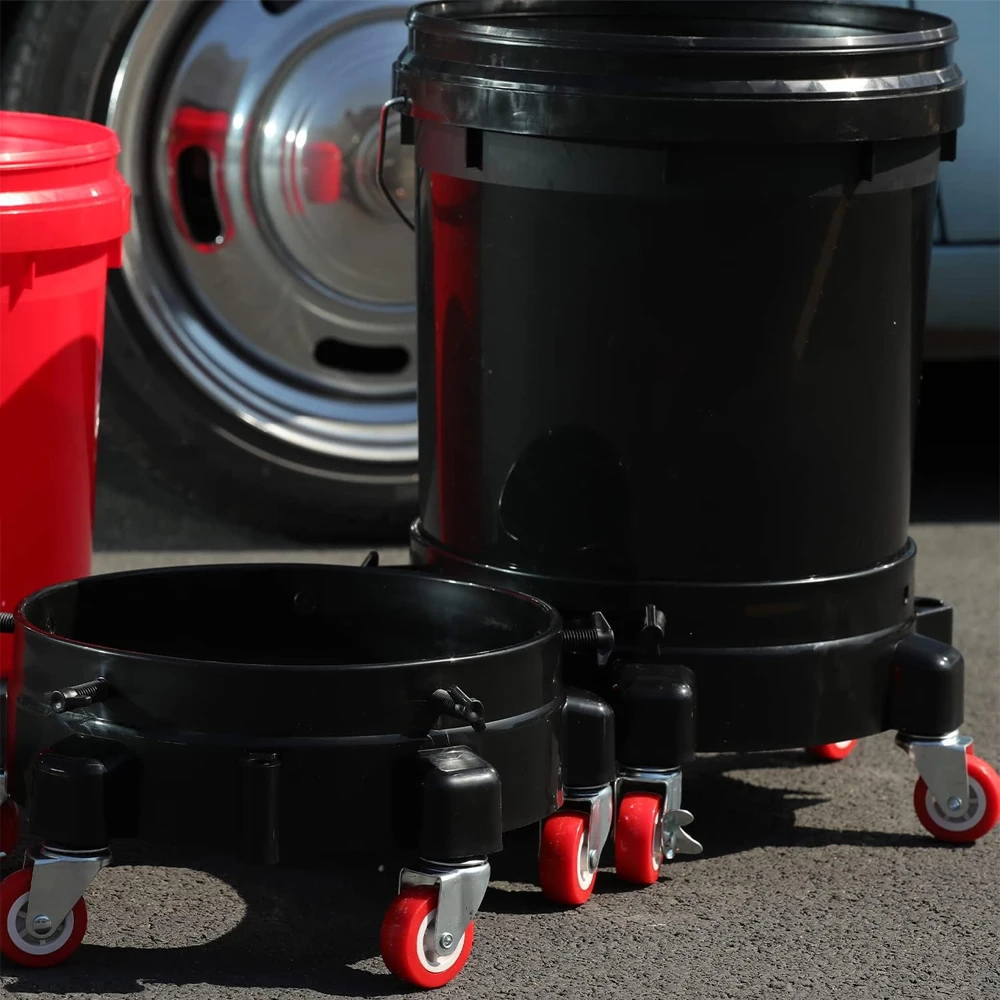 Rolling Bucket Dolly 360&deg; Swivel Roller Removable Storage Tray Wheels Car Wash Tools Accessories