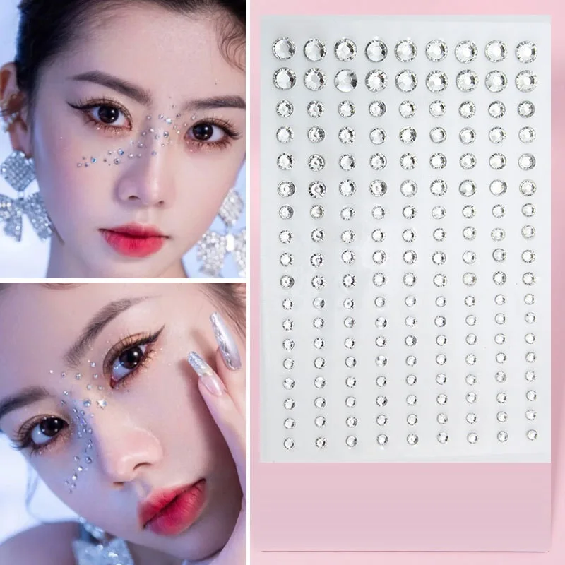 

Festival Makeup Rhinestone Face Stickers Glitter Bright on The Face Gems Face Rhinestones Jewelry Strasse Diamonds Crystals