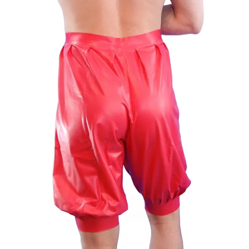 Red Sexy Loosely Latex Bloomers Rubber Yoga Pants Boxer Shorts Underpants