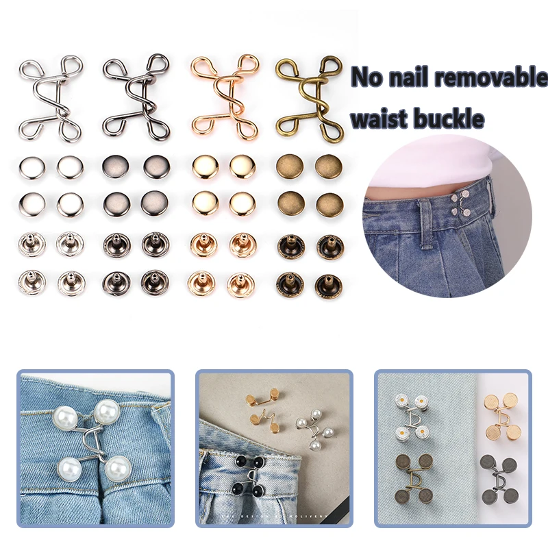 Épingles à boutons réglables pour jean, fleur, ours, pantalon, tendeur de  taille, rallonges de boutons, jupe, mode, 17 paires - AliExpress