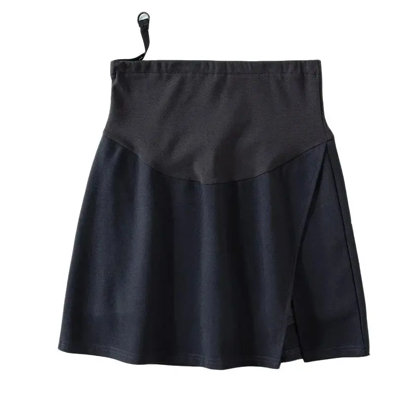 Winter Pregnant Woman Belly Skirts Faux Two Pieces High Waist Side Split Maternity A-line Skirt with Shorts Lining Skorts