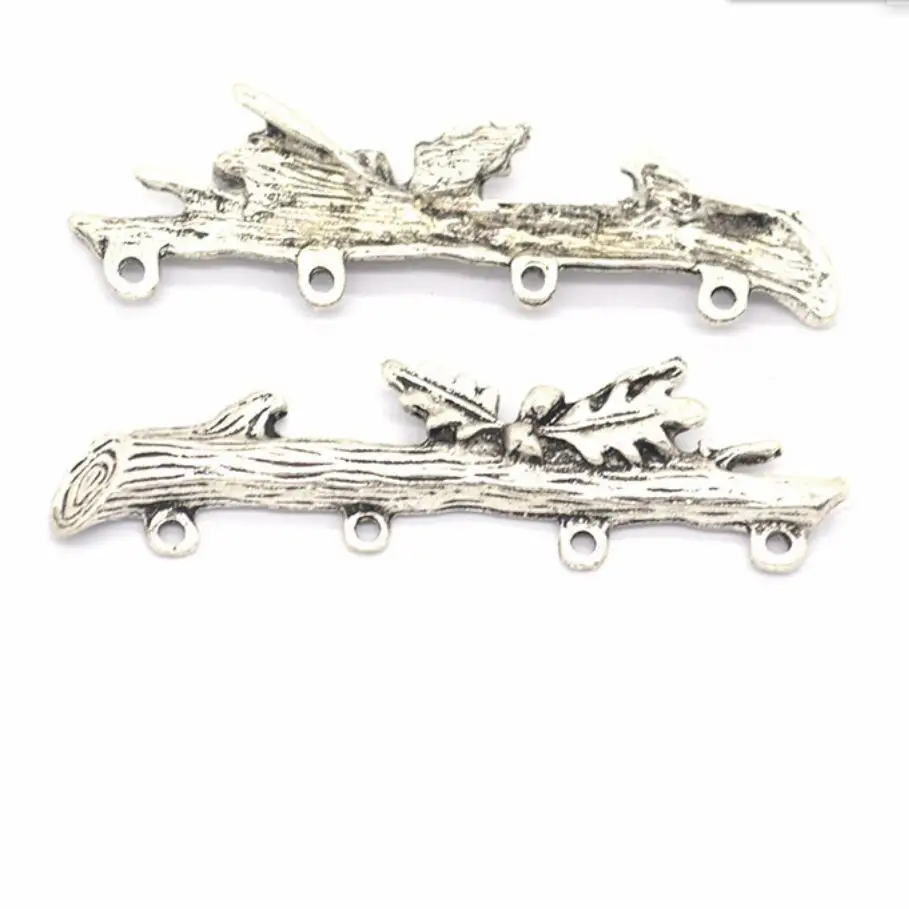 20 Pcs Silver Color Filigree Leaf Branch Charm Connector For DIY Jewelry Making Findings 55*15mm F0401