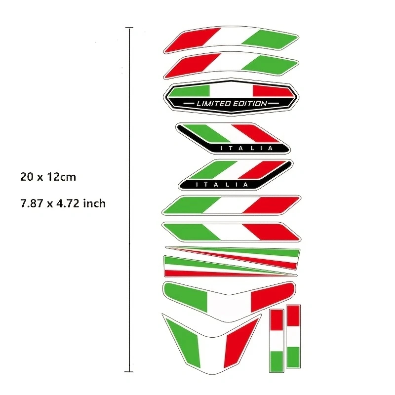 13pcs Italy Flag Sticker Emblem Badge Decoration Car Accessories For Motobike Car Bike Truck