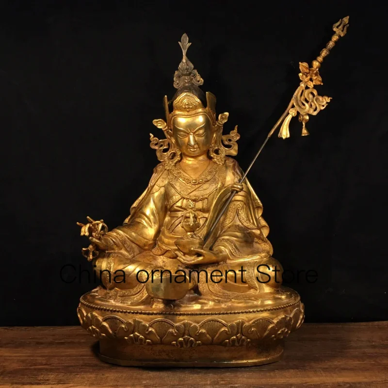 

52cm Pure Copper Buddha Gilded Gold Lotus Peanut Large Earth Buddha Ornament