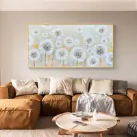 White Dandelion Abstract Textured Painting on Canvas Large Personalized Gift Art Modern White Flowers Acrylic Original Painting 3