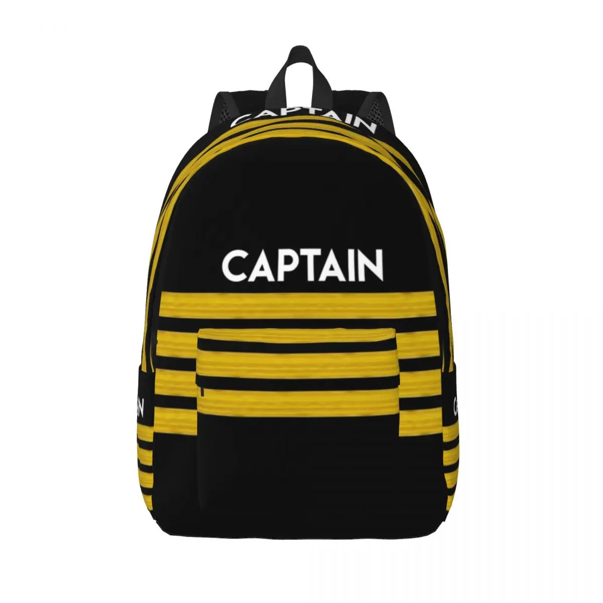 

Personalized Captain Stripes Epaulettes Canvas Backpacks Men Women Basic Bookbag for School College Aviation Airplane Pilot Bags