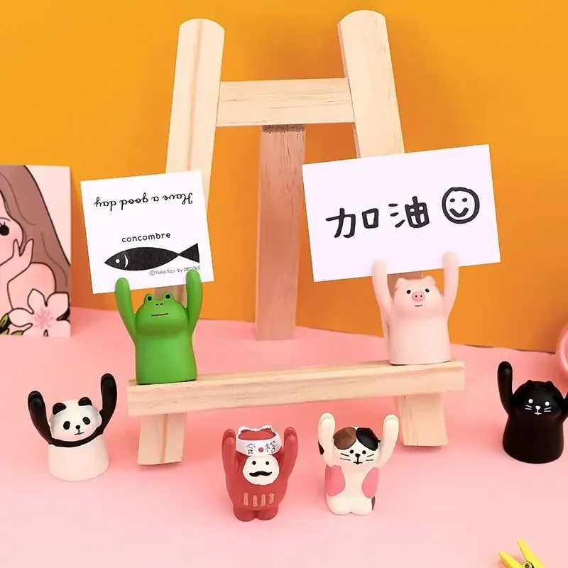 Kawaii Pig Frog Animal Photo Memo Card Clip Holder Desk Name Card Wedding Favors Place Clip Note Stand