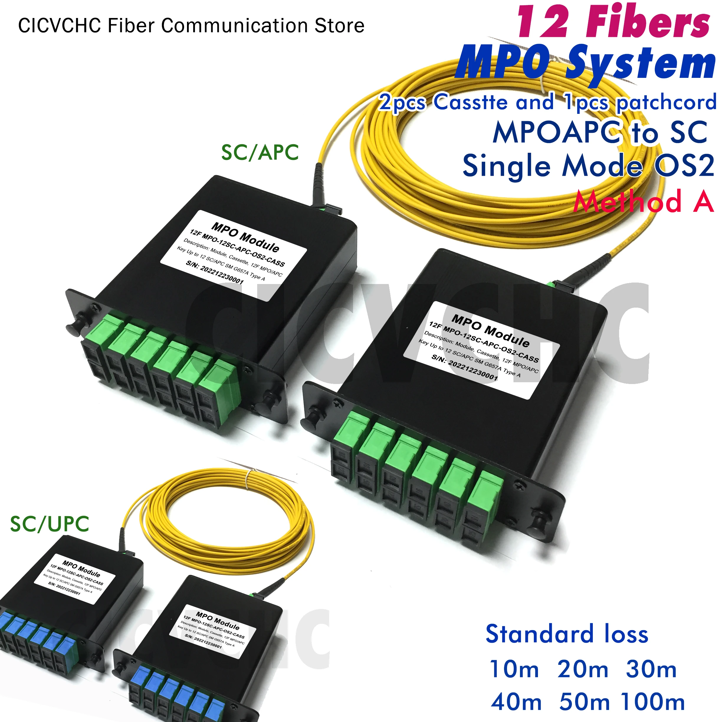 12 Fiber Mpo/Apc-Sc-System-Method A-Single Mode G657A2-10M, 20M O 30M