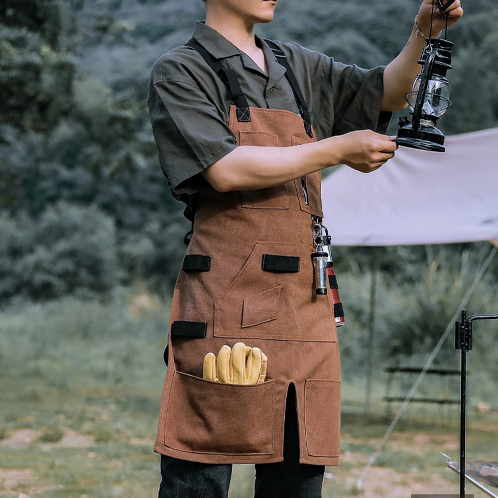 

Уличная рабочая одежда, джинсовый фартук художника из брезента, садовый водонепроницаемый большой фартук с защитой от загрязнений, износостойкий грязеотталкивающий