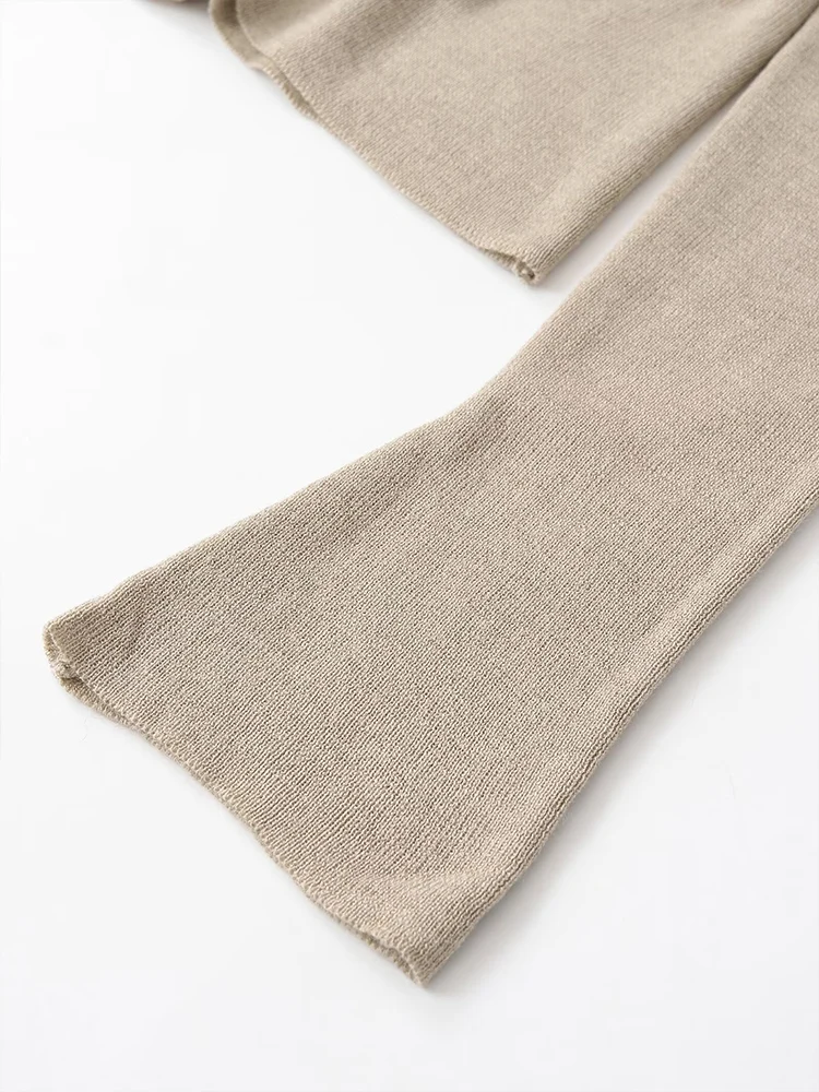 Women's Ruffles Cardigan Casual Style Solid Slim Fit Pleated Decoration Long Sleeve Knitwear Fashion Elegant Ladies Sweater