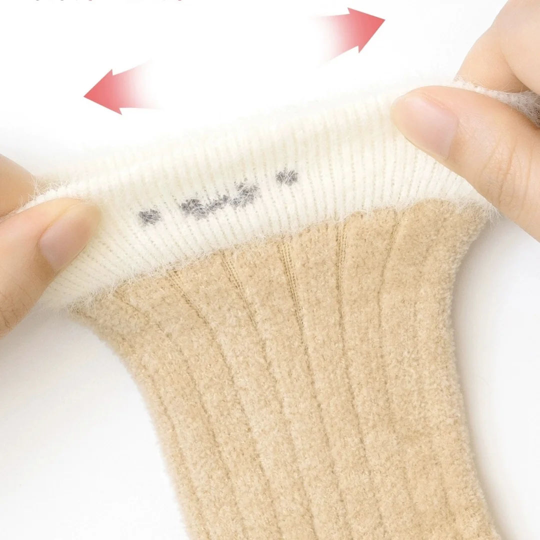 5 Pairs Cartoon Baby Coral Velvet Socks Children Warm Stockings 0-5year Kids Knee Protection Stocking Infants Plush Long Socks