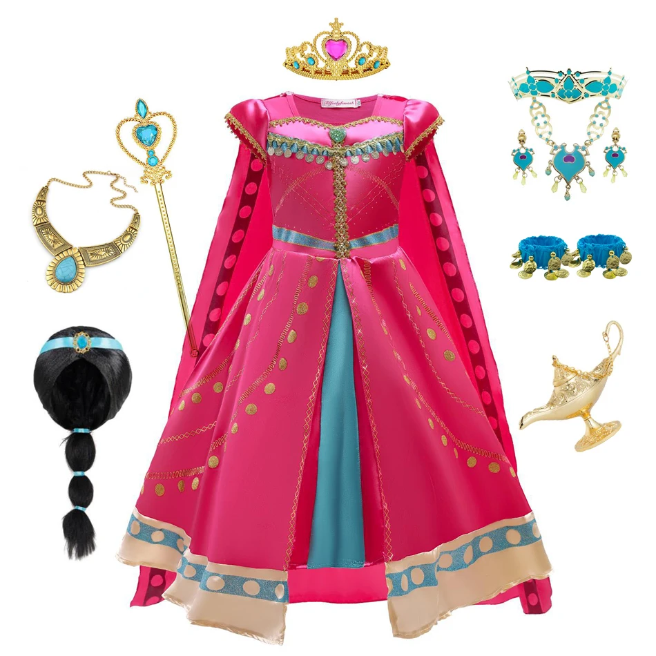 Jasmine Costume for Girls Arabian Dress for Kids Aladdin Cosplay