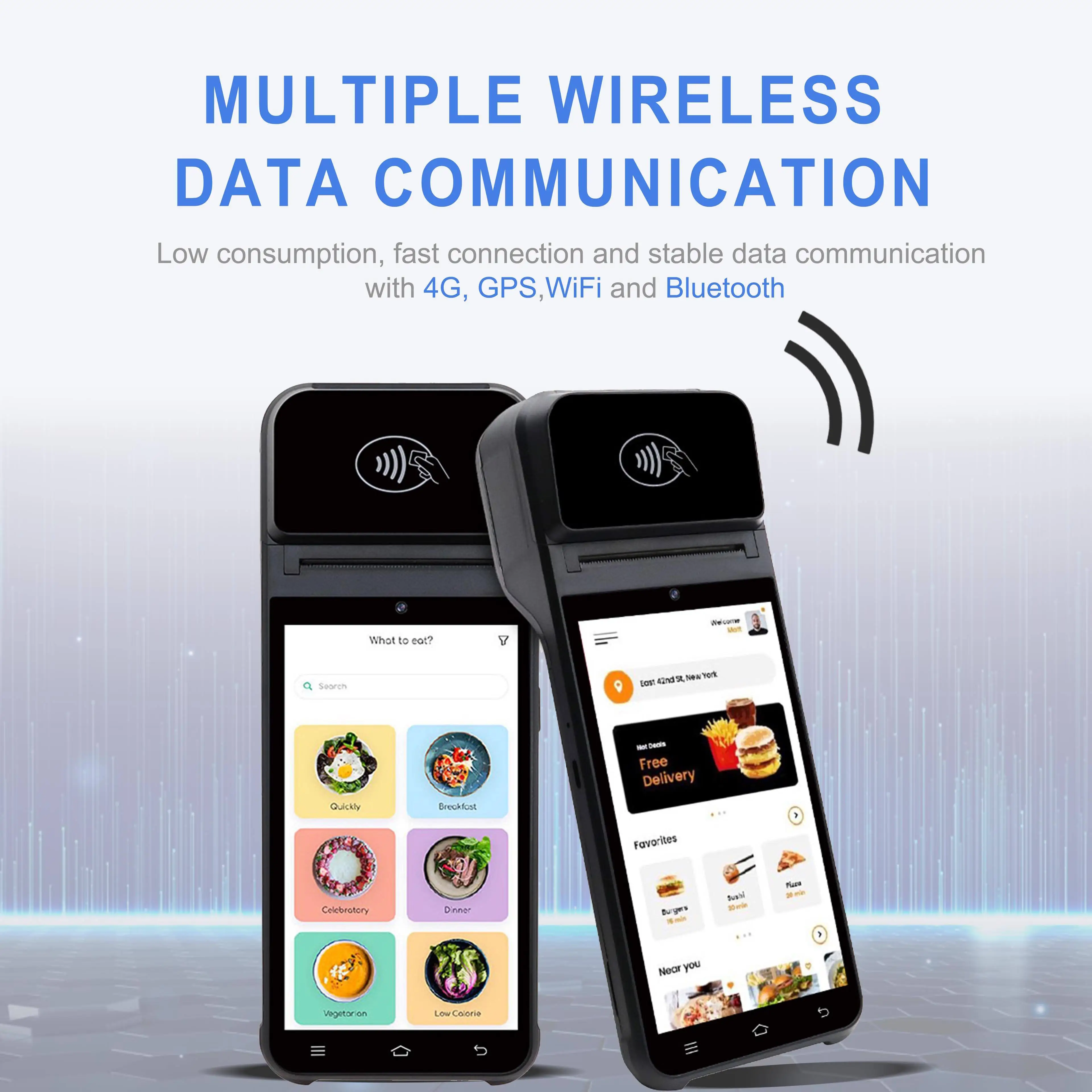 Z92 4G 터치스크린 안드로이드 13/14 휴대용 POS 단말기 모바일 결제 현금 등록기 NFC 스캐너 58mm 감열 프린터 탑재