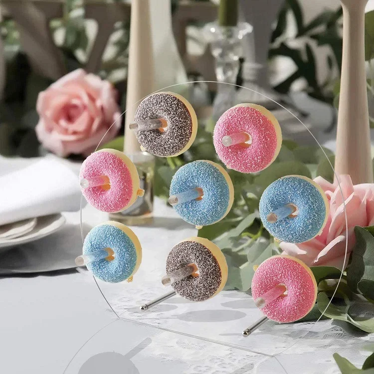 아크릴 라운드 도넛 디스플레이 플레이트 베이킹 숍 도넛 스탠드 생일 디저트 도넛 랙 Bakeware 식기류