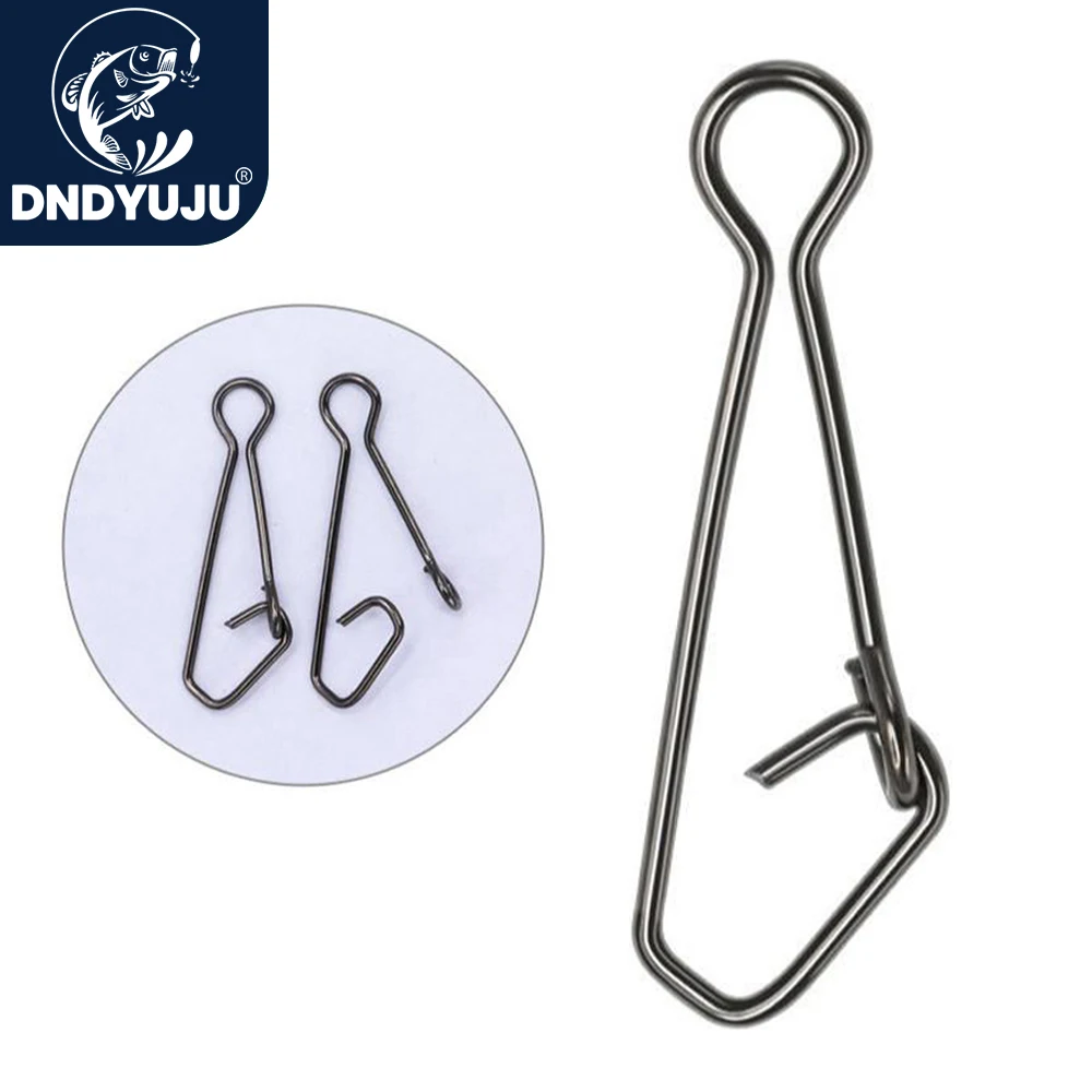 

DNDYUJU 100pcs Fishing Lure Snap Stainless Steel Pin Fishing Hook Line Connector Rolling Swivel Snap Fishing Tools
