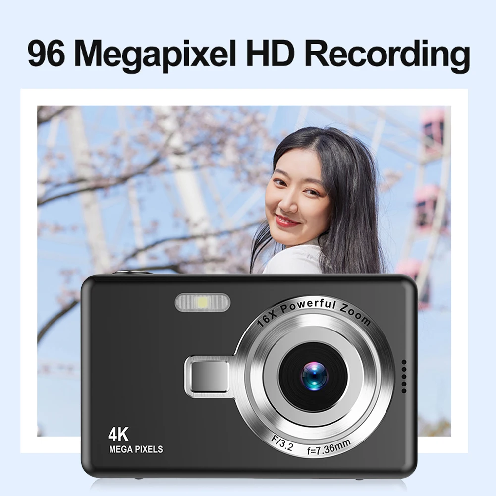 4K HD 1080P Digital Camera 96MP Autofocus Vlogging Camera 2.4 Inch IPS Screen Portable Vlogging for Kids Adults Beginners digital camera
