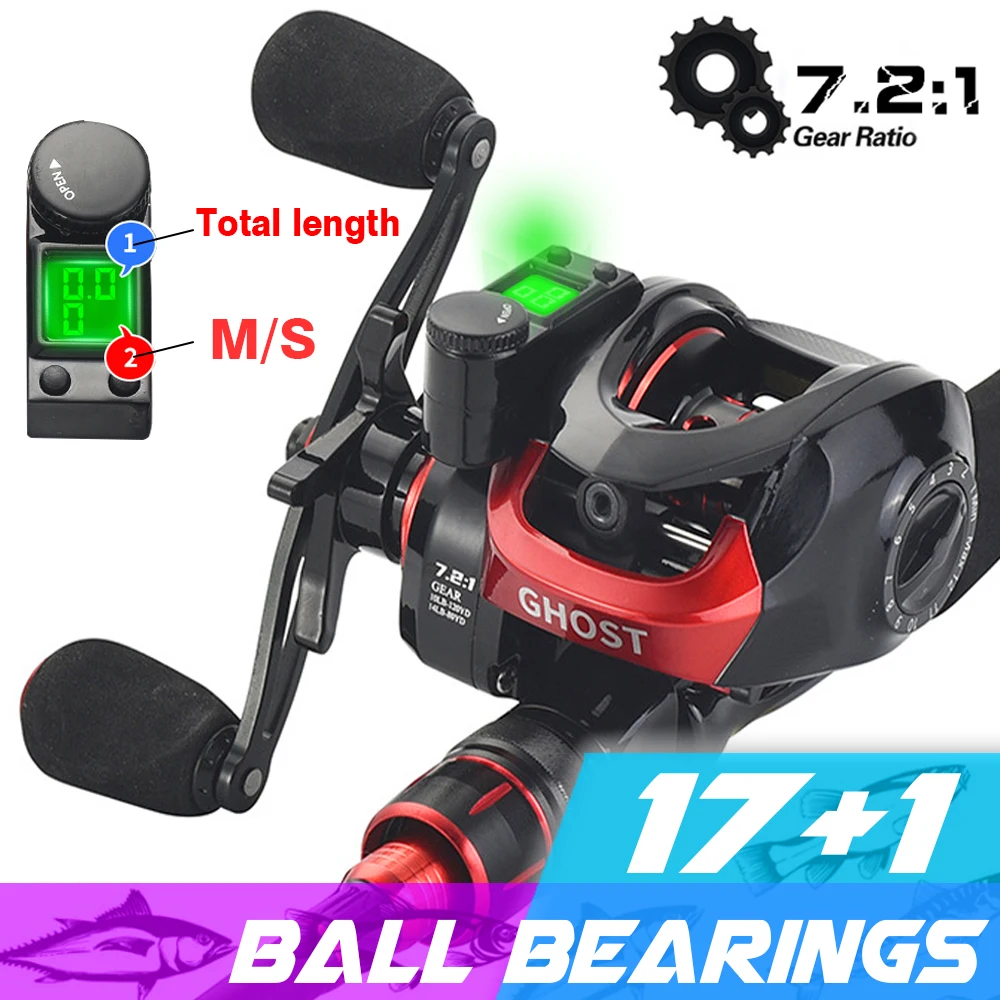 

Luminous Digital Electronic Fishing Reel Display Water Depth Measurement Baitcasting Reels CNC Spool for Freshwater Saltwater