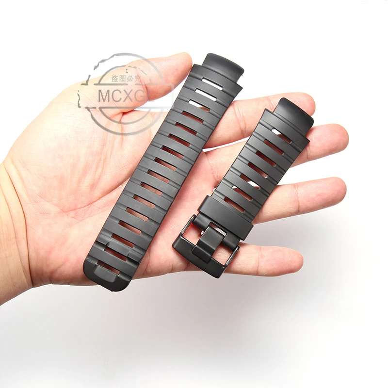 Durable Black Rubber Watch Strap for Military-Style Wristwear