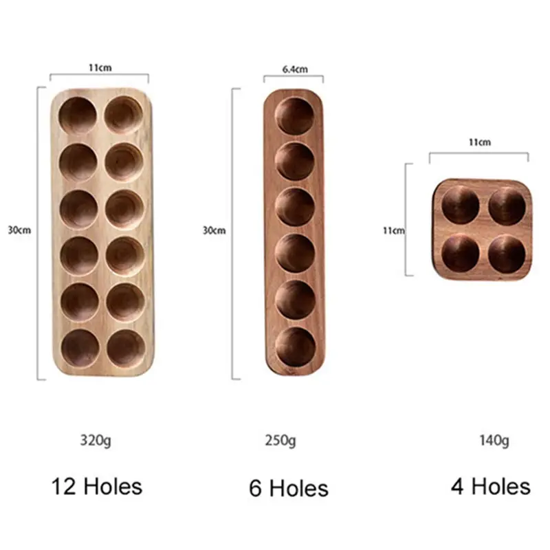 12Grid Wooden Egg Tray Rack Egg Storage Fresh-Keeping Box Tray Refrigerator Multi-Compartment Egg Rack Double Row Egg Duck Tray