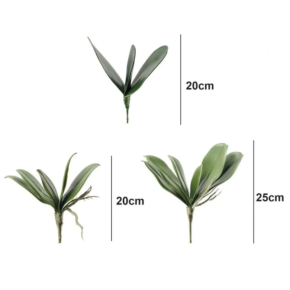 7 Pz Foglia Orchidea Artificiale 26 cm Radici Dall'Aspetto Reale Piante Un Contatto nel Lattice Verde Faux Leaf Arrangement