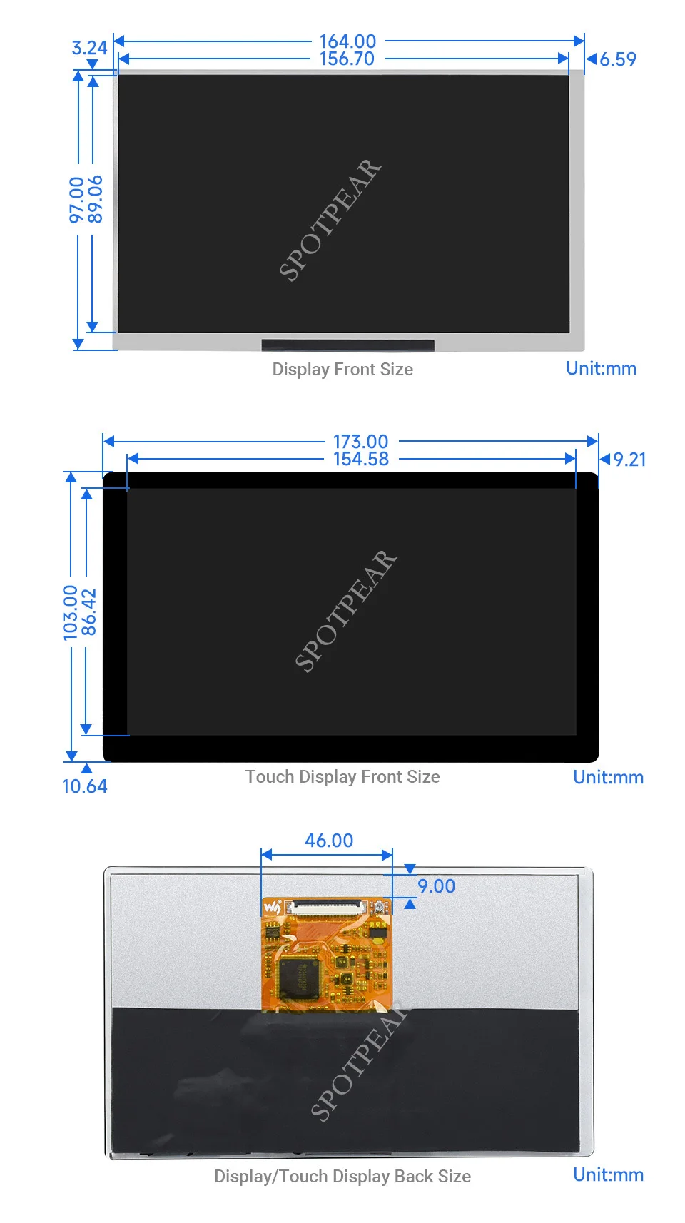 raspberry pi polegada tela ultrafinos integrado hdmi ffc cabo porto
