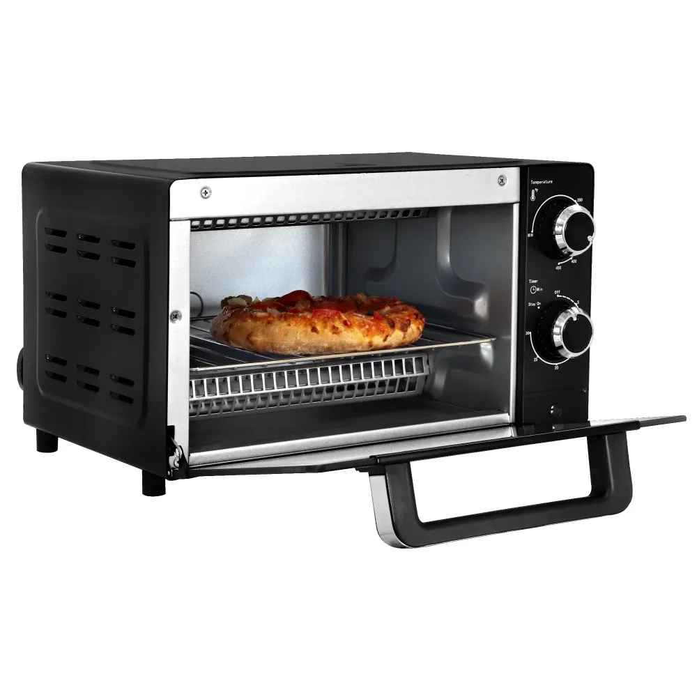 

Total Chef 4 Slice Countertop Toaster Oven with Convection 1000W Stainless Steel Baking Rack and Pan, Black