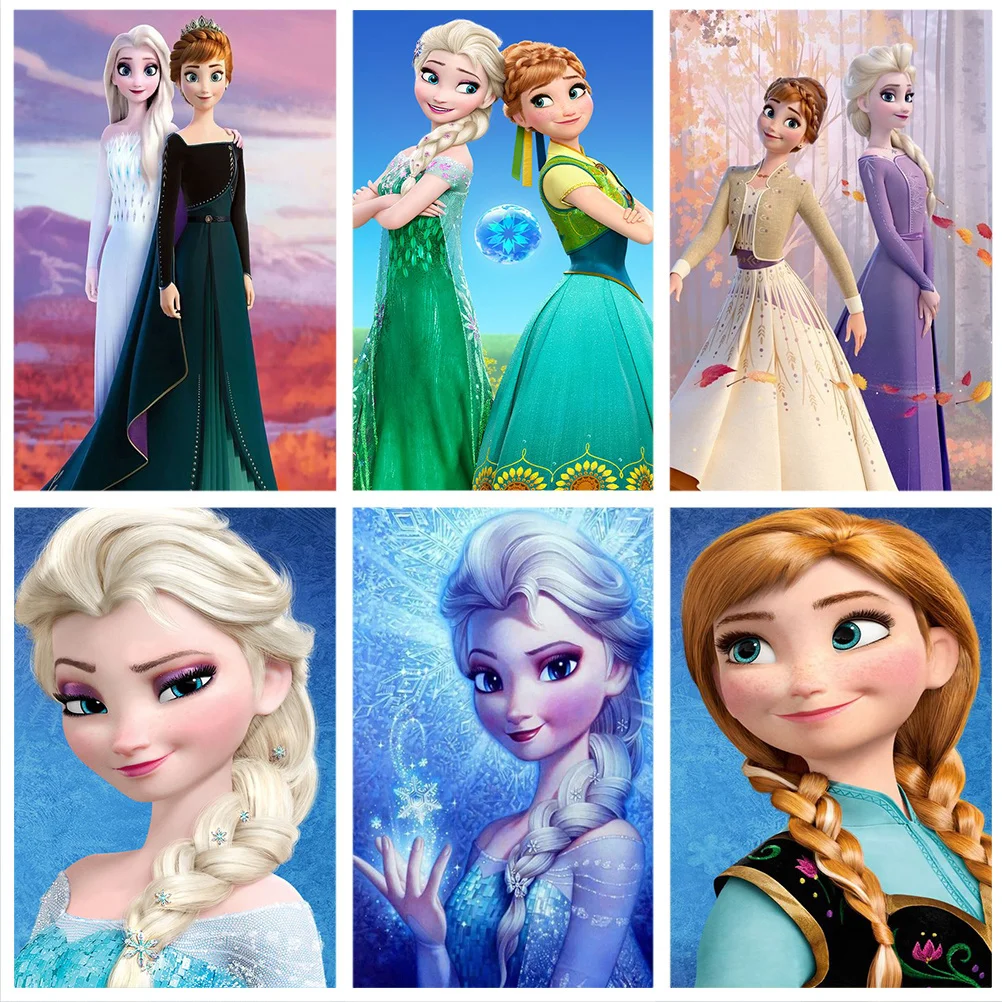 

Disney DIY 5D Diamond Painting Cross Stitch Cartoon Frozen Princess Elsa Anna Sister Embroidery Rhinestone Mosaic Art Home Art