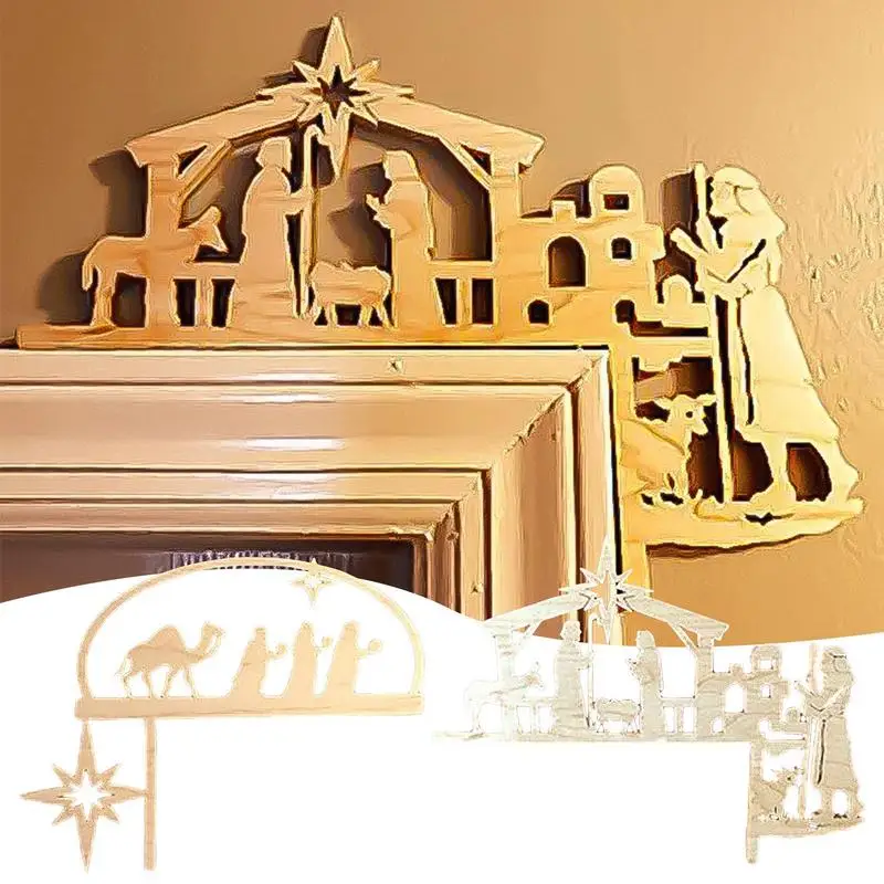 

Christmas Door Frame Portable Nativity Door Toppers For Christmas Multifunctional Christmas Door Sign Wall Sculpture Reusable