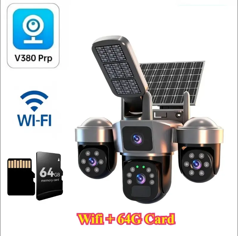 V380 8K 15MP WiFi Solar Camera With Solar Lighting 3-Screen Security Protection Wireless WiFi Solar Outdoor Surveillance - Image 10