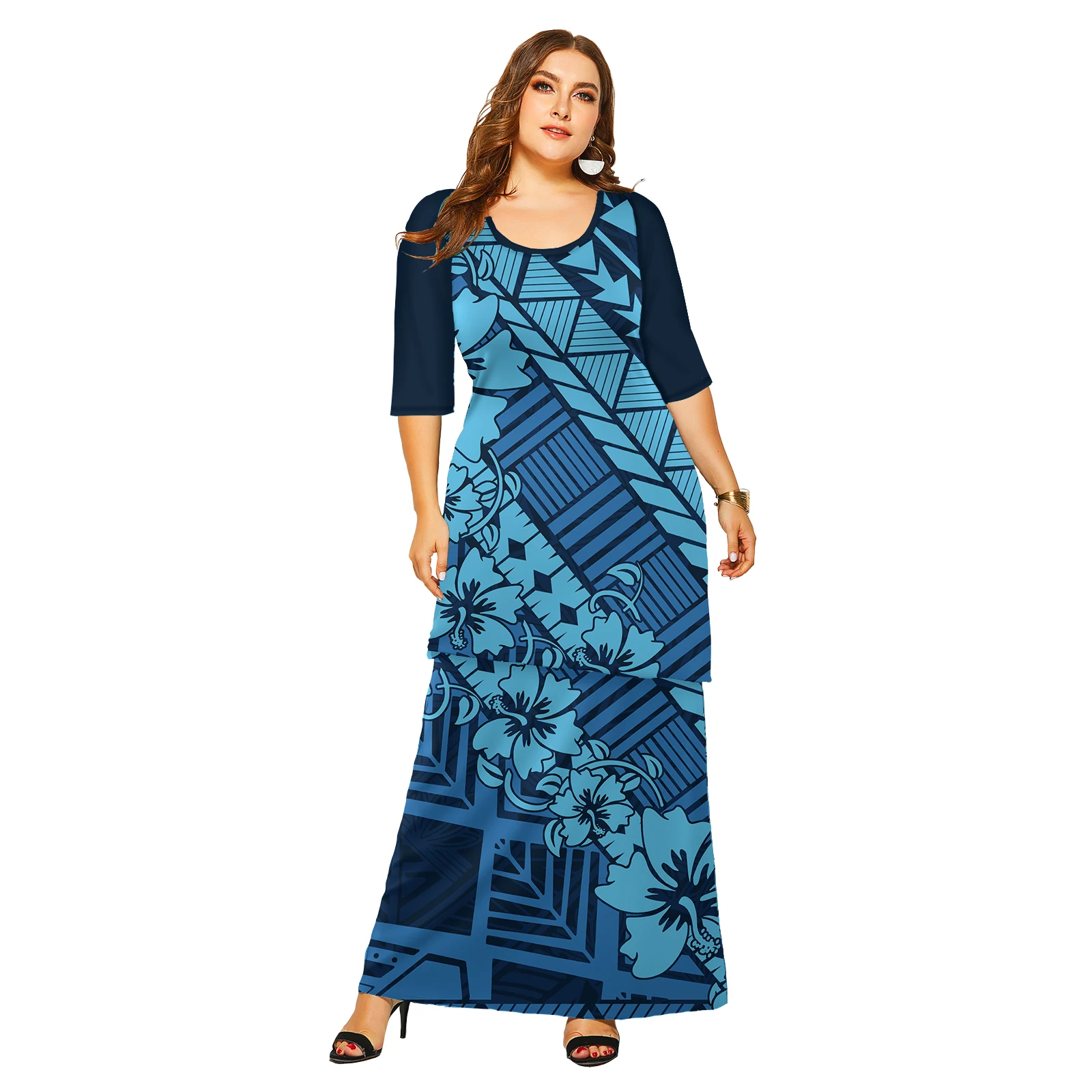 Samoa Puletasi Polynesian Tribal Tonga Logo Print Custom Ladies