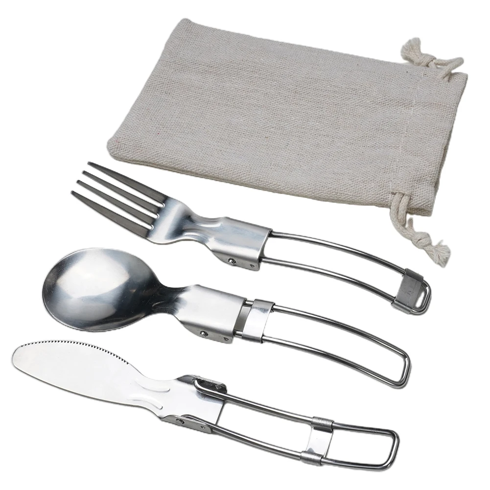 Stainless Steel Cutlery Tableware Flatware Fold Knife Spoon Set Combo