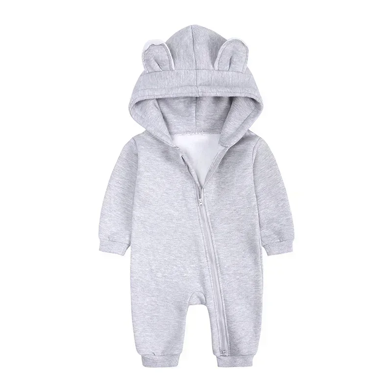 Newborn Infant Baby Boys Girls One-piece Warm Fleece Playsuit Jumpsuit