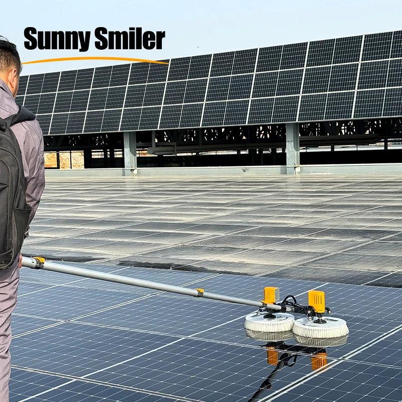 solar panel cleaning double-headed electric brush PV equipment photovoltaic clean machine kit complete system