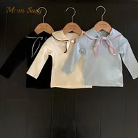 Baby Girl Boy Cotton Tshirt Sailor Collar Spring Autumn Summer Infant Toddler Child Sweatshirt Kid Solid Top Baby Clothes 1-7Y