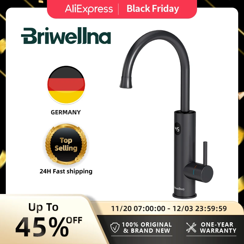 Briwellna เครื่องทําน้ําอุ่น Tankless ก๊อกน้ํา 220V ไฟฟ้าน้ําเครื่องทําความร้อนก๊อกน้ํา 360 องศาหมุน Spout เครื่องทําน้ําอุ่นไหล 1