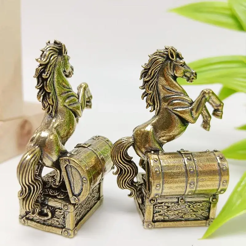 1Pcs Zodiac Horse Statue Ornament Gifts Brass Horse Feng Shui Horse Figurine Miniatures Crafts Office Home Decor Accessory