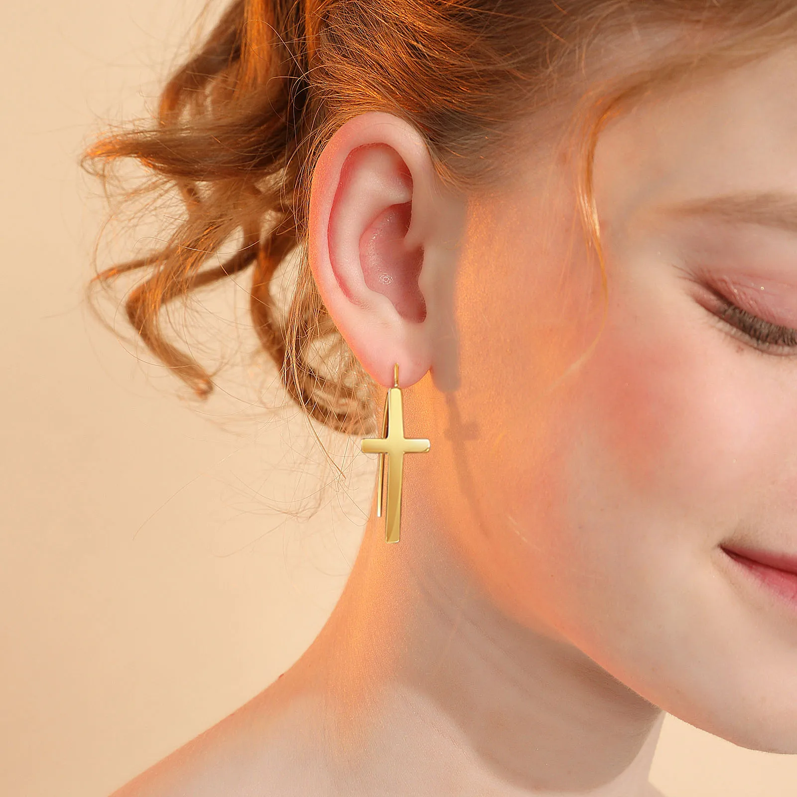 Creole Earrings Argos Gold Cross Earrings ILIANA 18K Yellow Gold