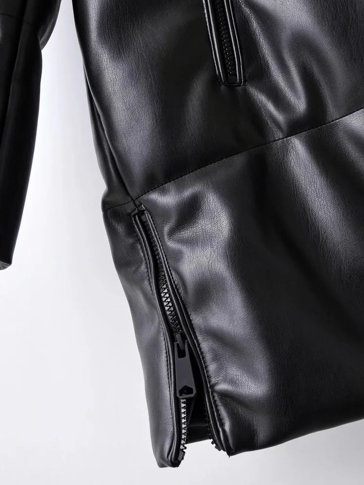 Thicken Snow Parkas 2023 Winter Women\'s Warm Hooded PU Leather Jacket Black Loose Long Coat Windproof Female Faux PU Overcoat