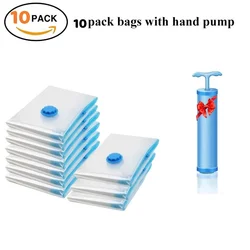 Space - Saving Vacuum Storage Bags for Clothing and Bedding Organization (10 pack with pum)