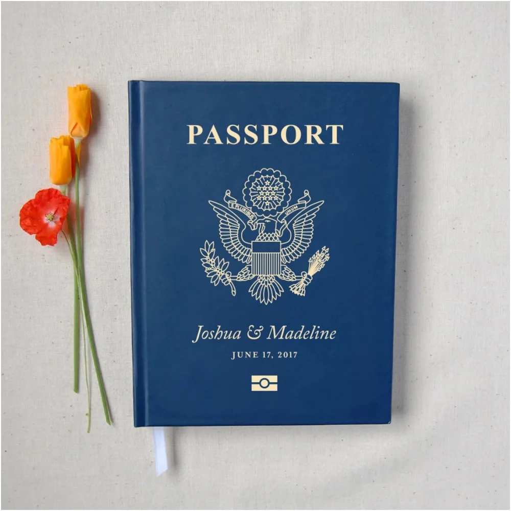 

Wedding Guest Book #51 - Custom Hardcover Guest Book - Wedding Guestbook, Personalized Guest Book, Wedding Guestbooks - Passport