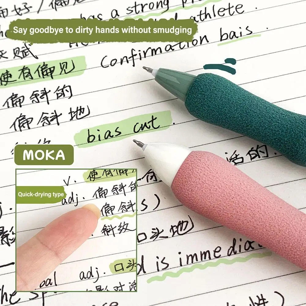 6PCS/Box Soft Cloud Grip Press Gel Pen ST Tip Quick Drying Neutral Pen Student Specific 0.5mm Black Ink Ballpoint Pen Gift