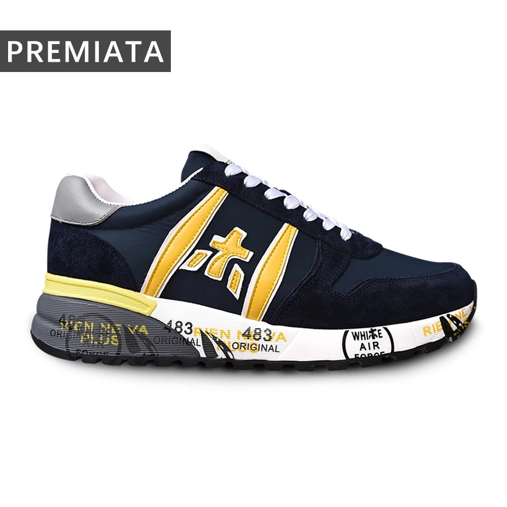 

PREMIATA Men's Light Luxury Suede Trendy Retro Casual Sneakers Fashion Simple All-match Mesh Breathable Damping Running Shoes