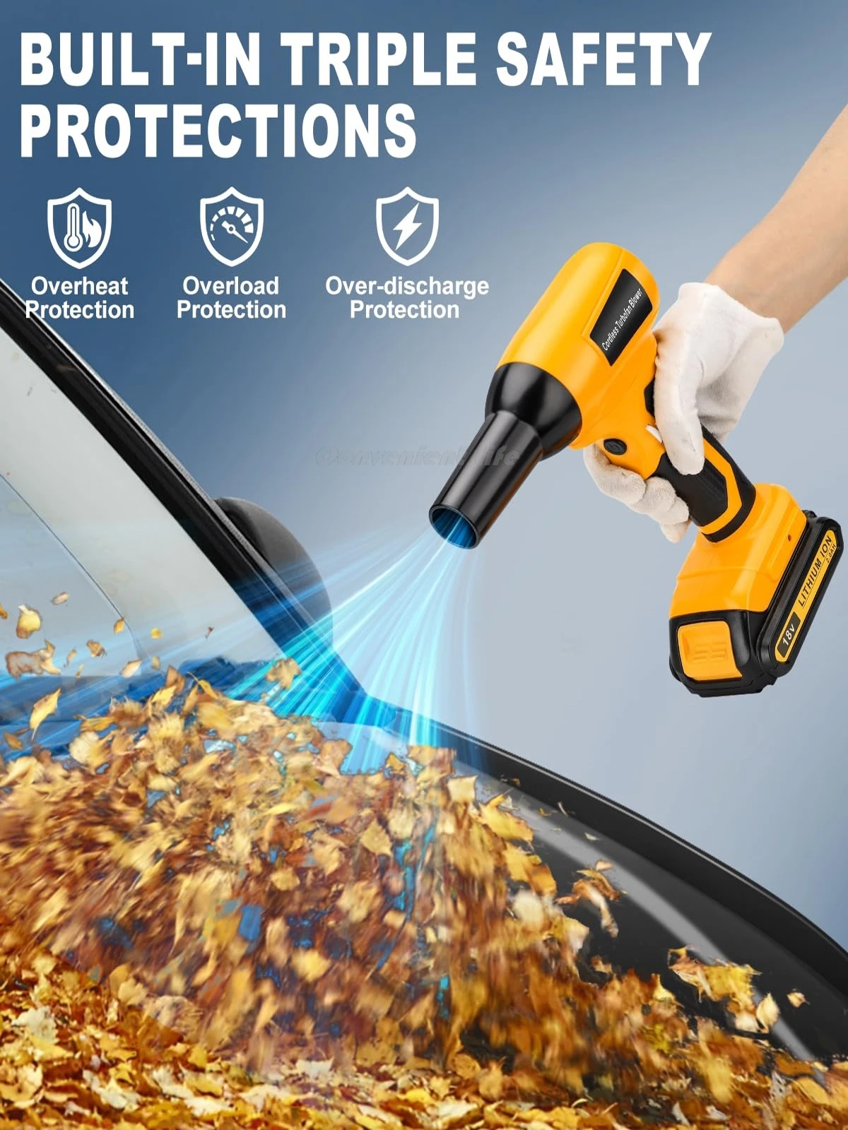130000 RPM Cordless Leaf Blower for Dewalt 20V Battery Brushless Violent Turbo F