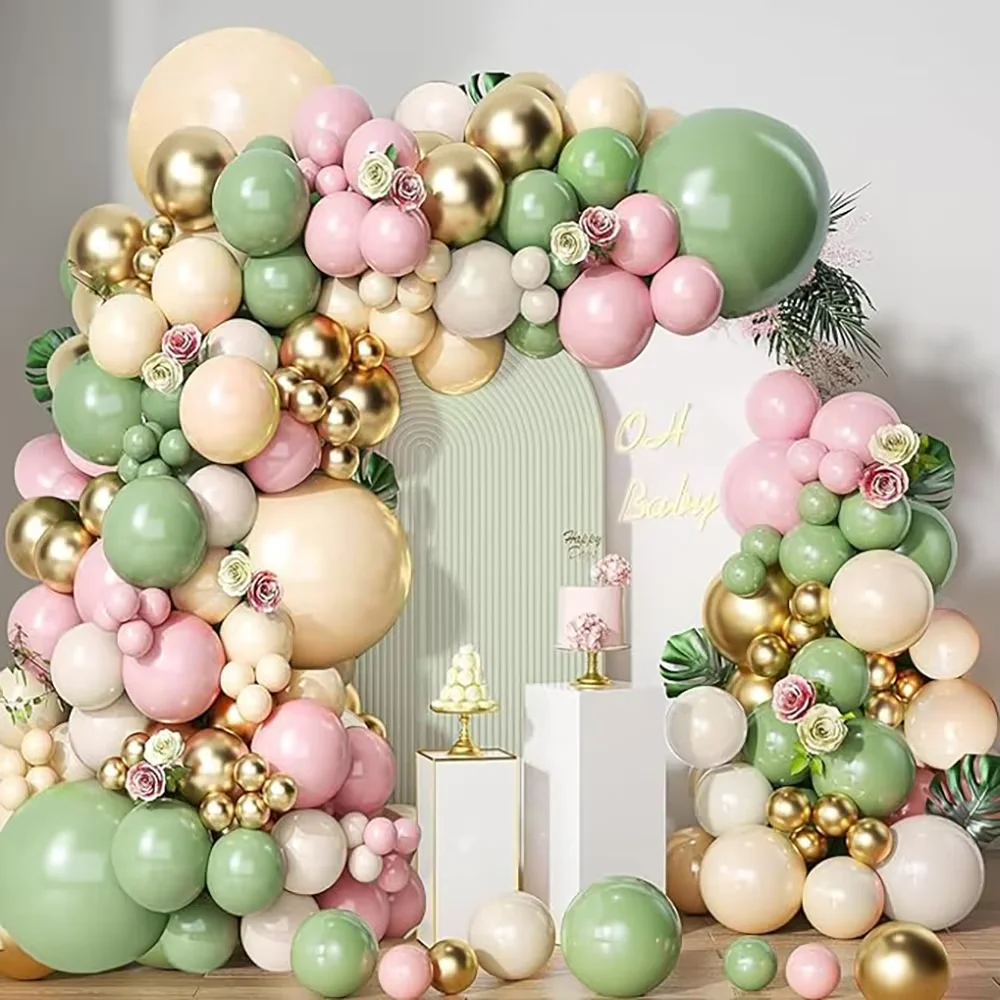 Grüner Ballonbogen Salbeigrün Weiß Sand Gold Konfetti Latex-Ballongirlande Geburtstagsfeier Hochzeit Abschlussfeier Dekoration Globos – Detail 35