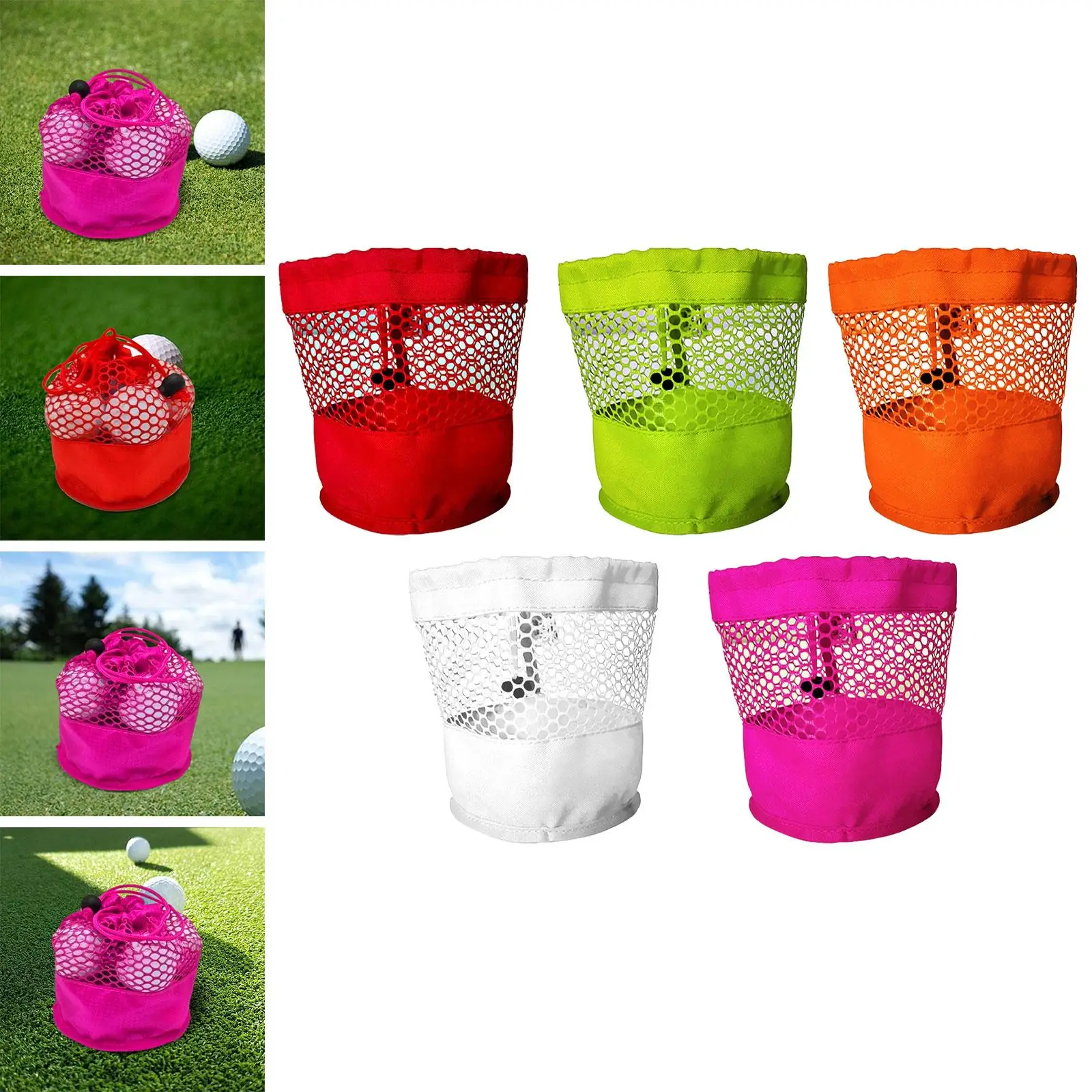 Golf Ball Bag Drawstring Mesh Bag Holder Portable Net Drawstring Pouch for Diving Gym Sports Tennis Balls Washing Toys